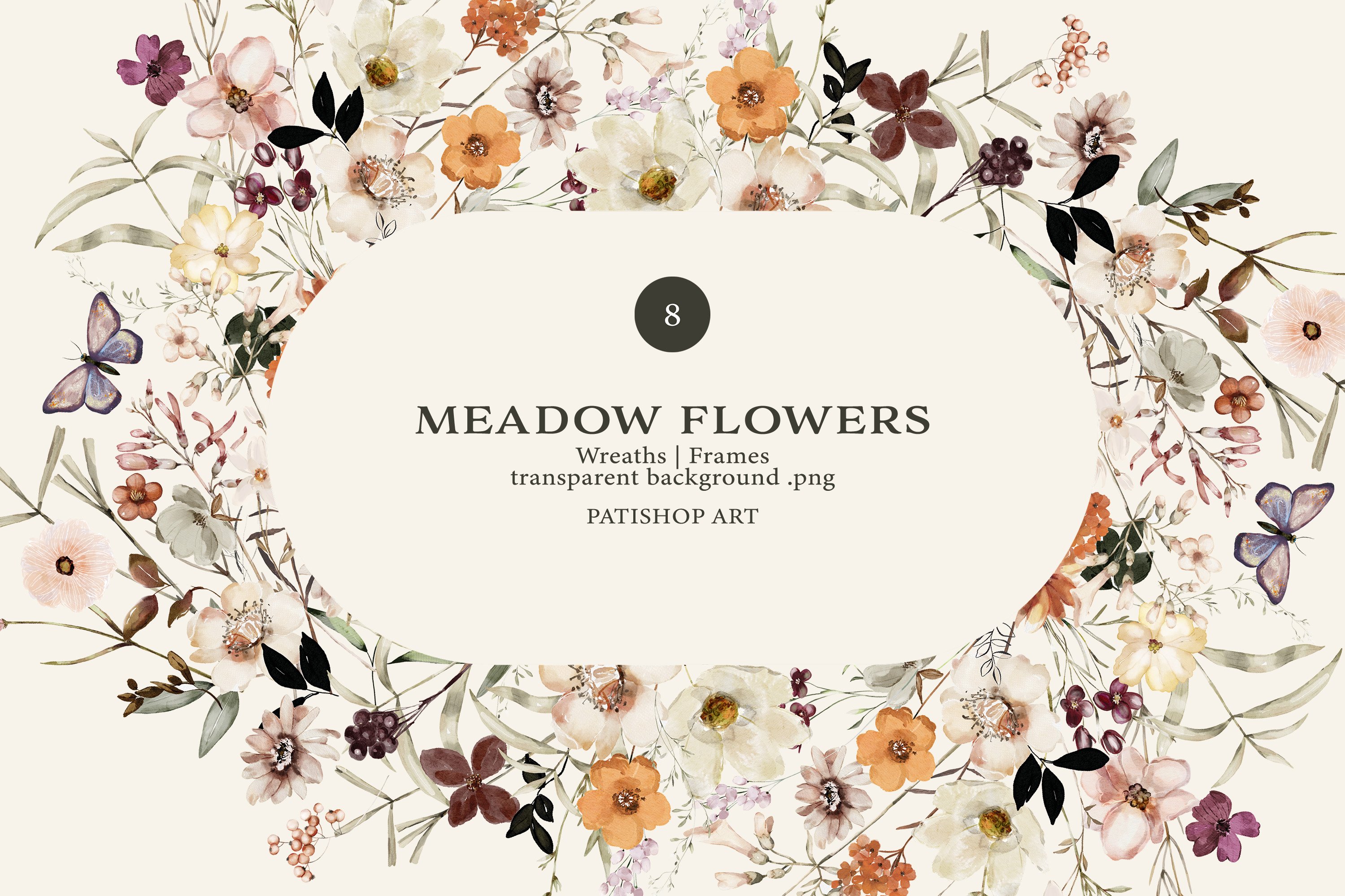 Watercolor Meadow Flowers Collection preview image.
