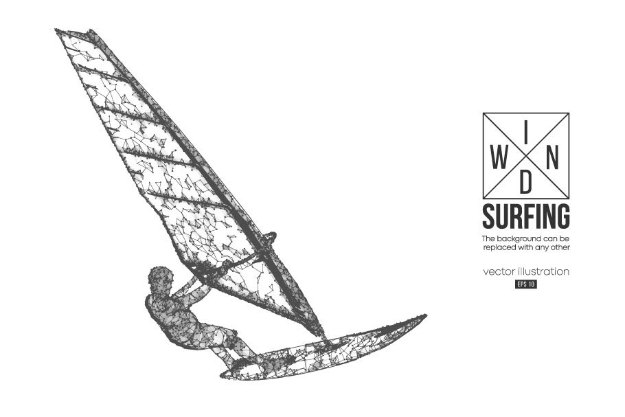 Silhouette of a windsurfer preview image.