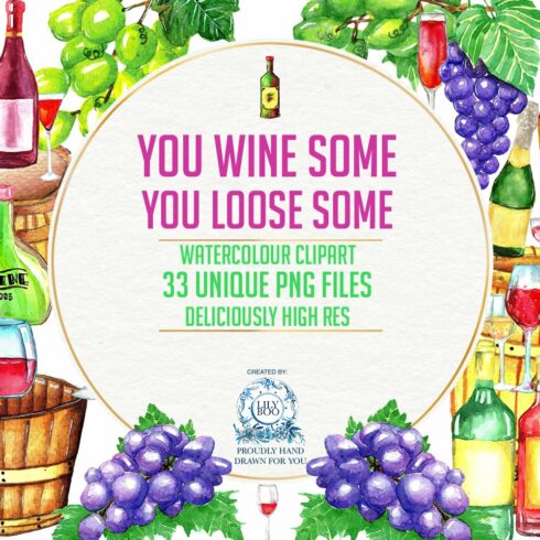 33 Wine Watercolor  PNG Bundle cover image.
