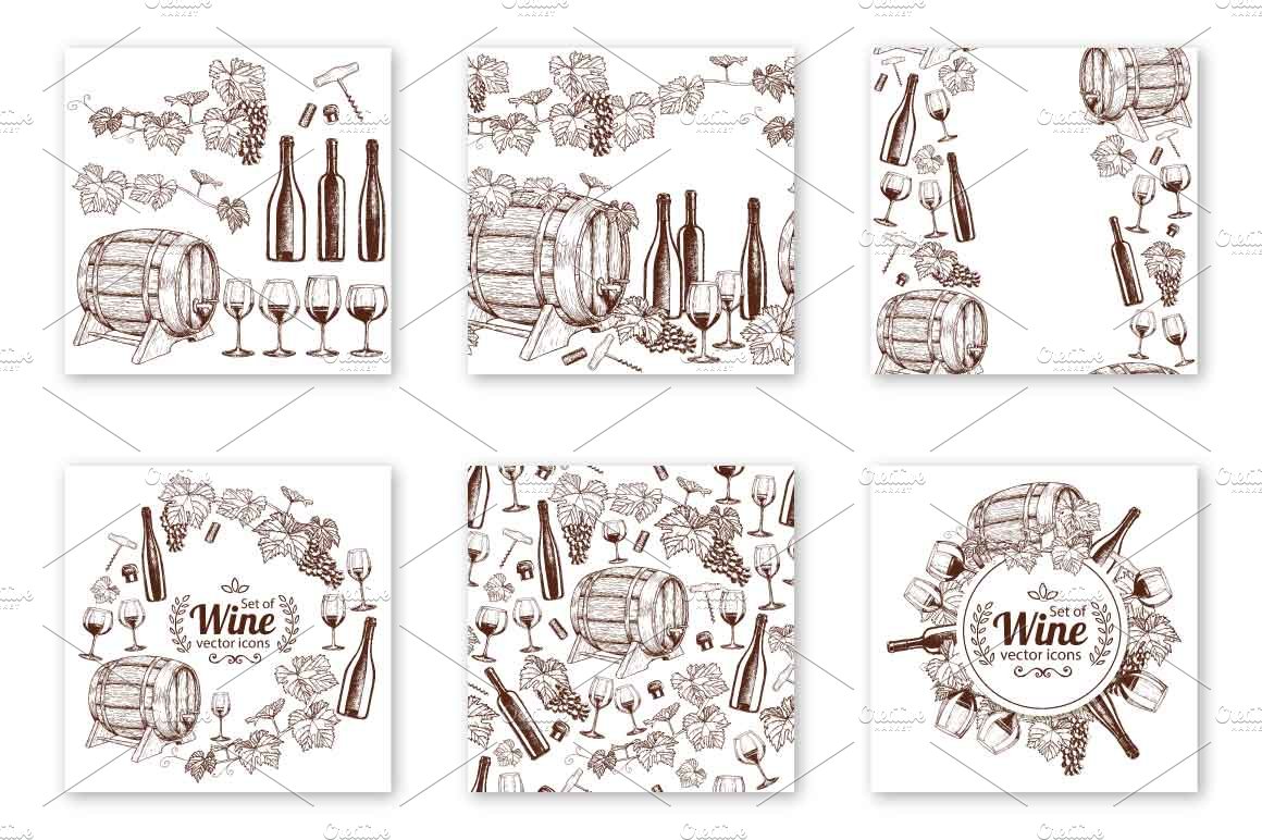 Wine Sketch Illustrations preview image.