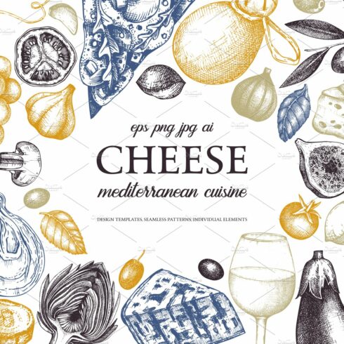 Cheese & Wine Vector Sketches cover image.