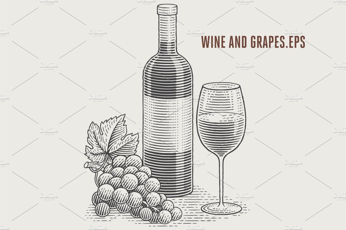 wine and grape bw 383
