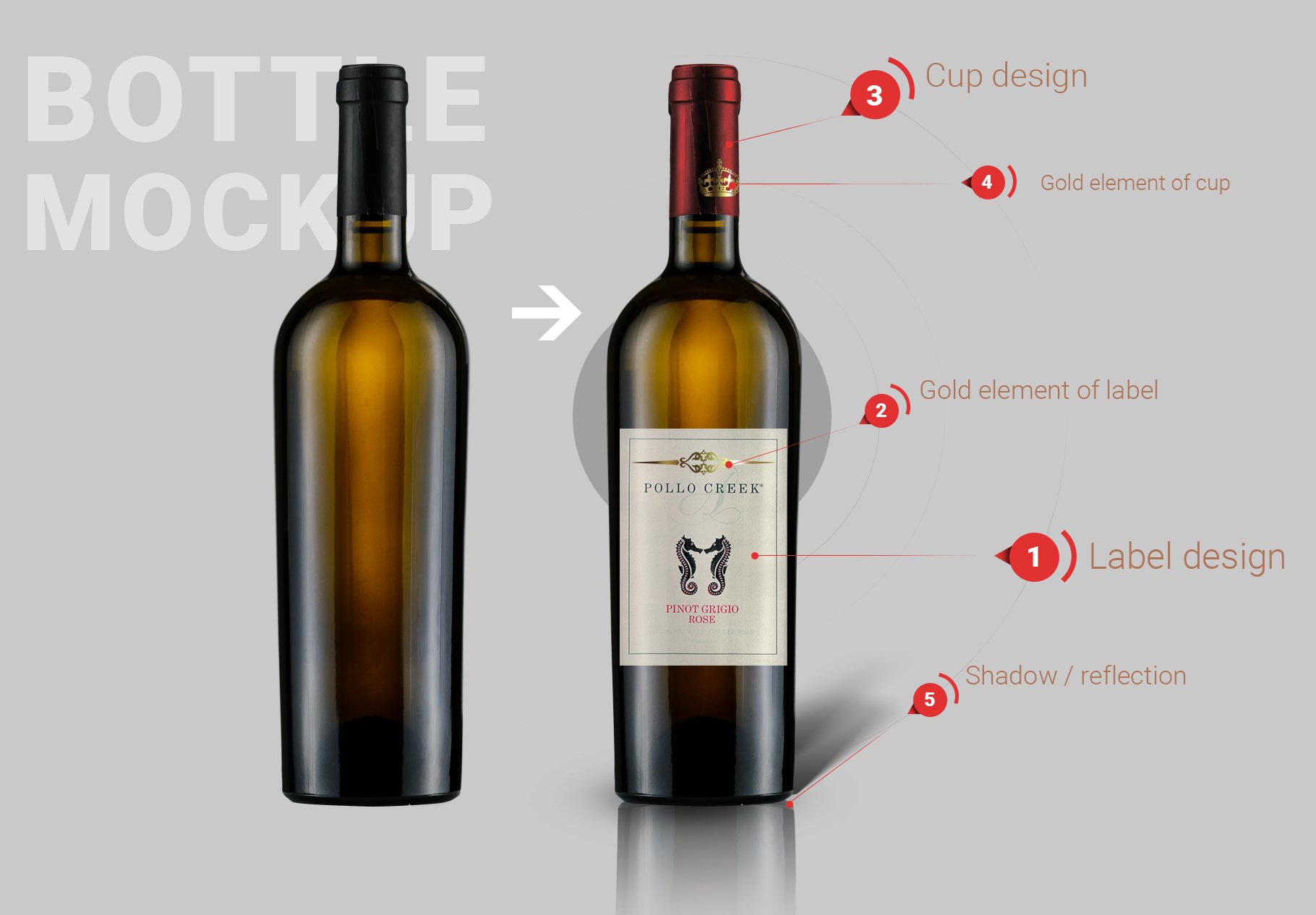 wine bottle mockup set 373