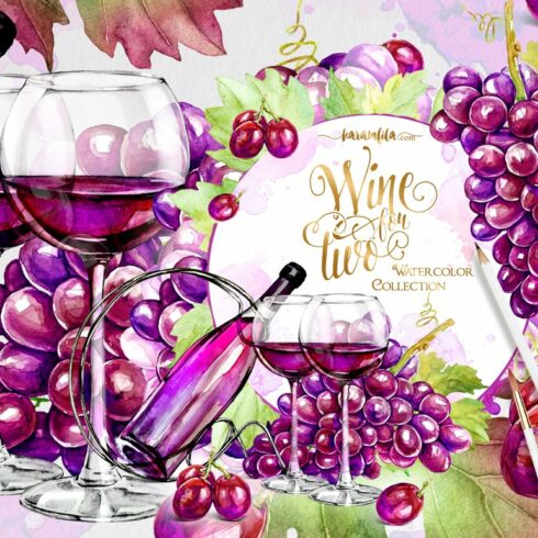 Wine and Grapes Clipart cover image.