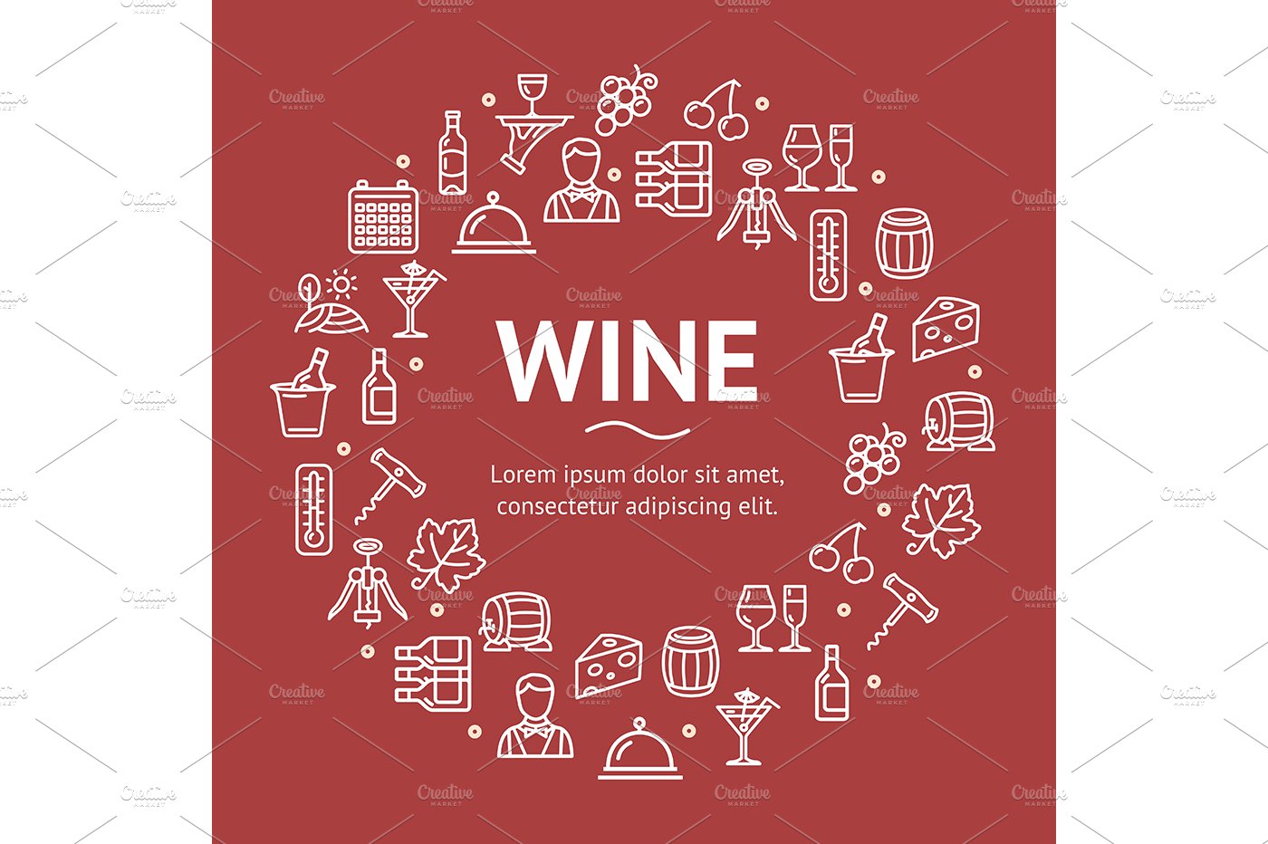 Wine Drink Signs Round Design preview image.