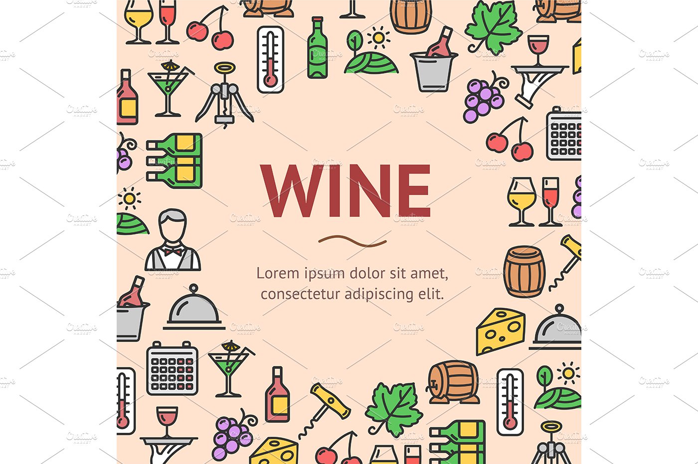 Wine Drink Signs Round Design cover image.