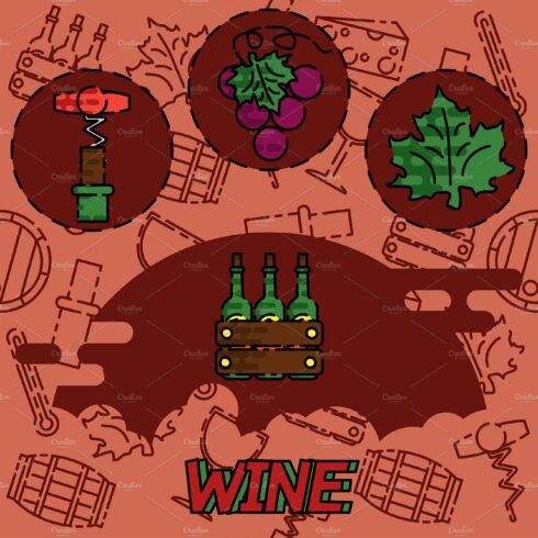 Wine flat concept icons cover image.