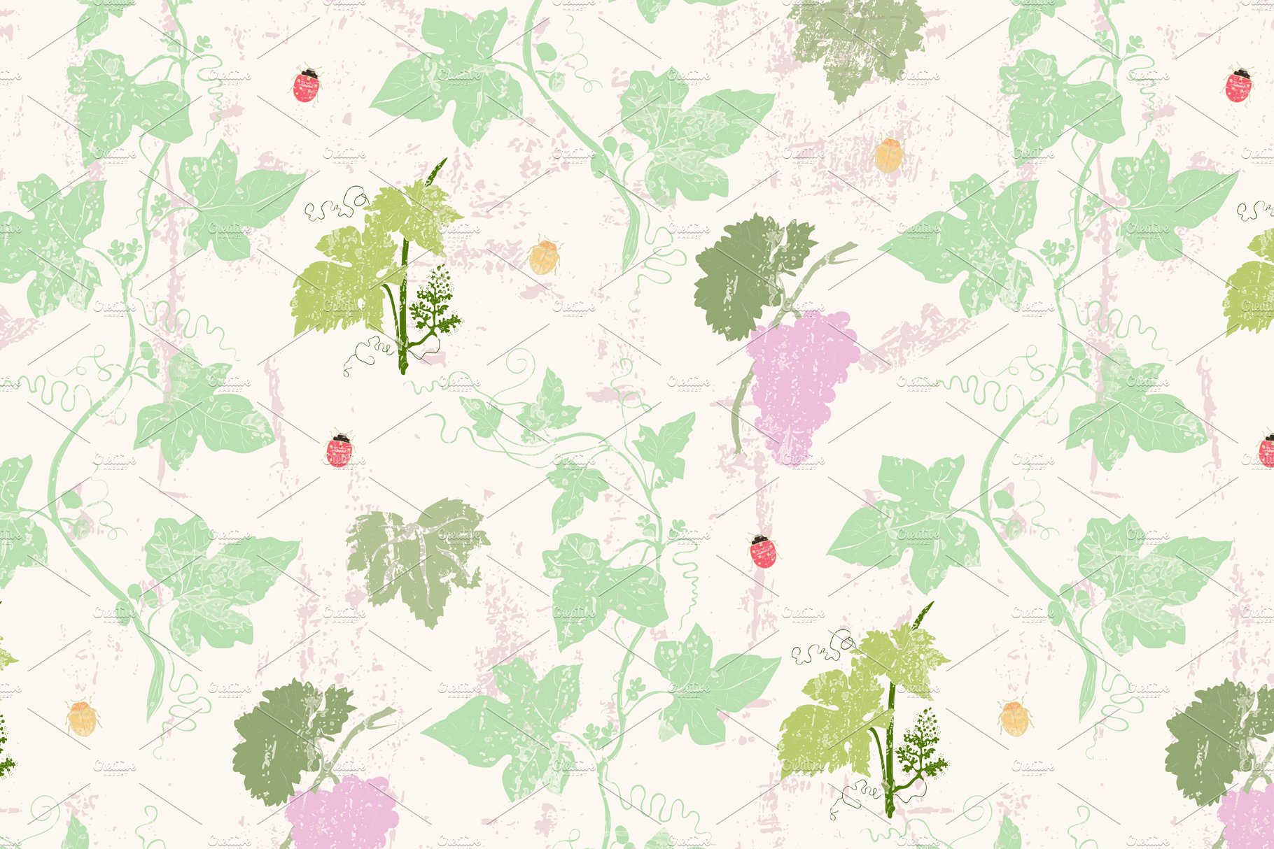 Grape and Vine seamless pattern cover image.