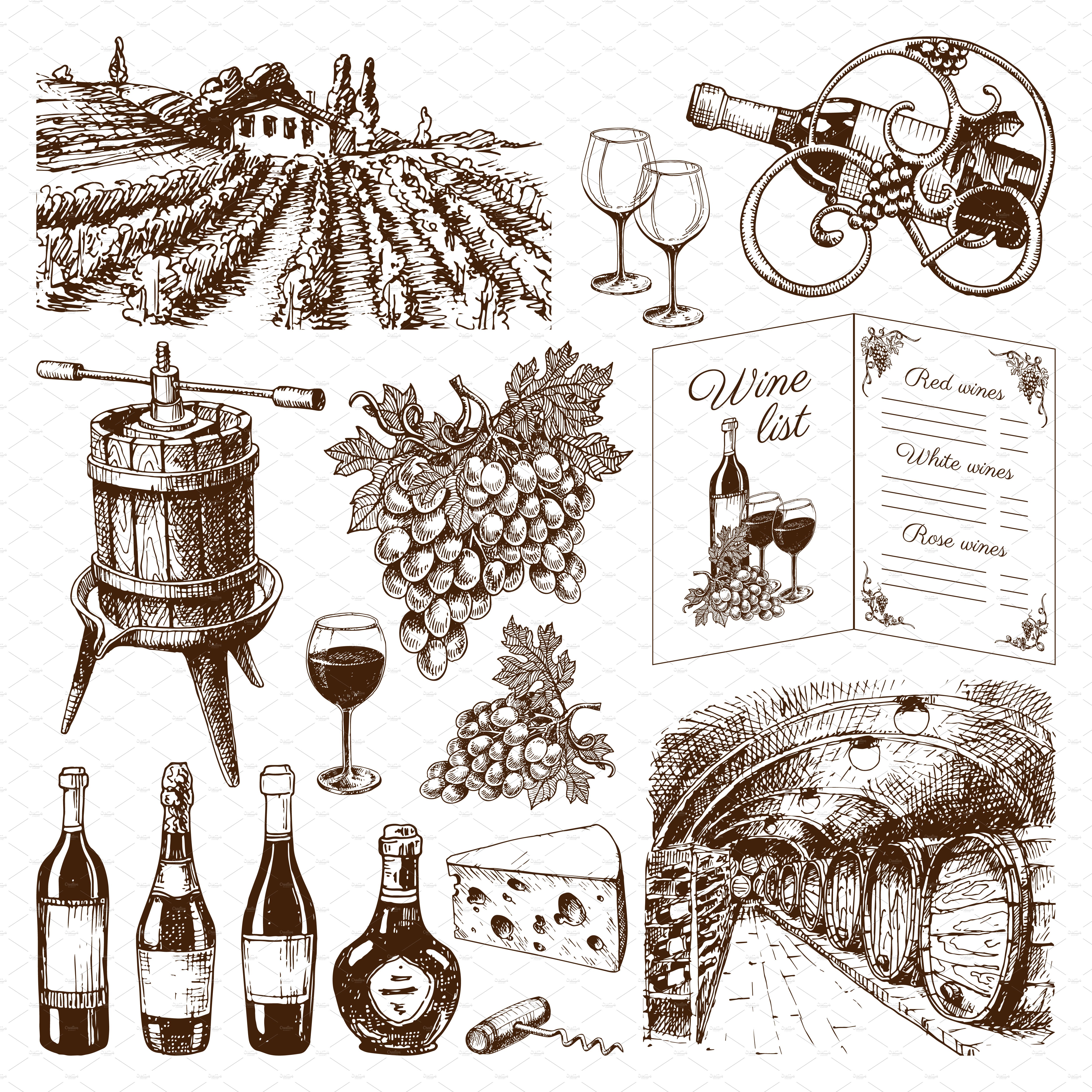 Vinery grape agriculture vector cover image.