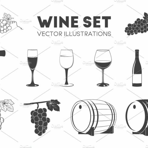 Wine Set. Monochrome Icons, Elements cover image.