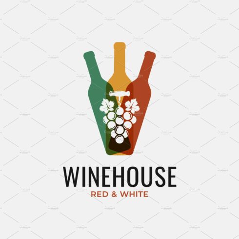 WIne bottles logo. Wine grapes. cover image.