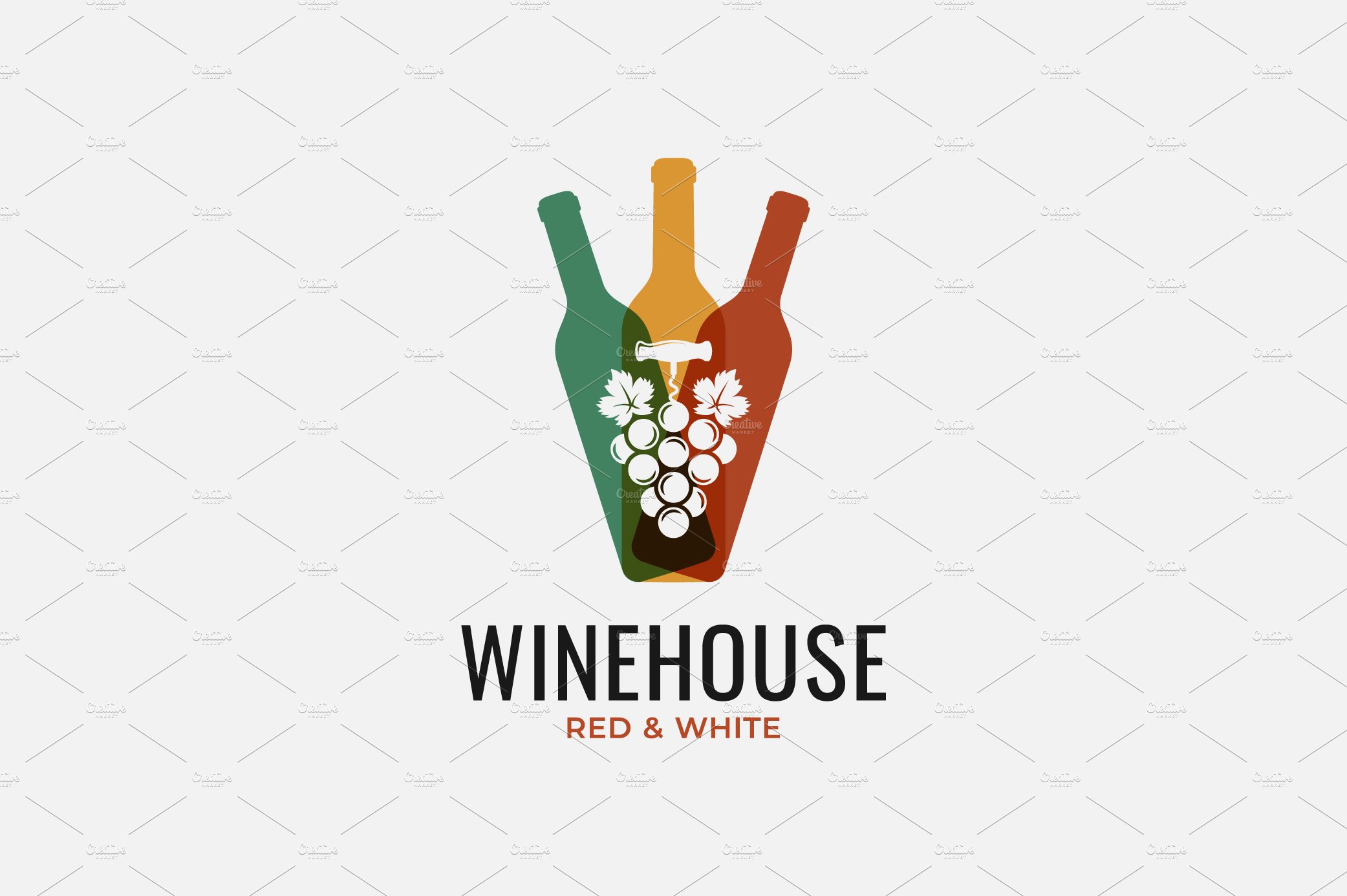 WIne bottles logo. Wine grapes. cover image.