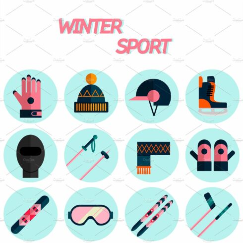 Winter sport flat icon set cover image.