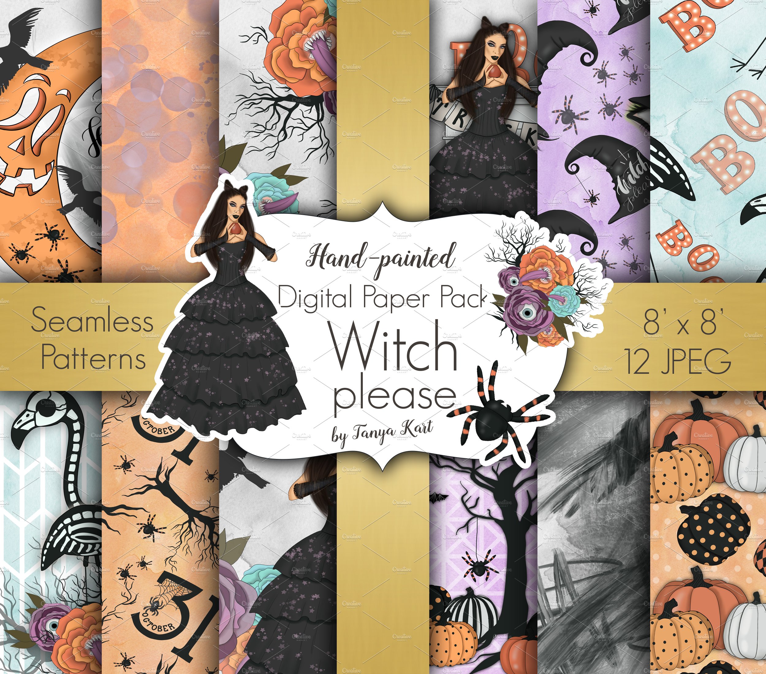 Witch Please Halloween Design Kit preview image.