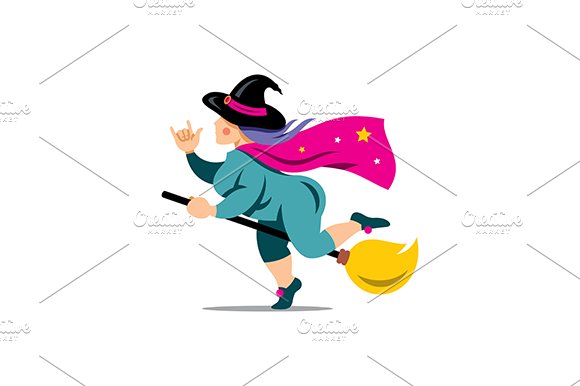 Witch on broomstick cover image.