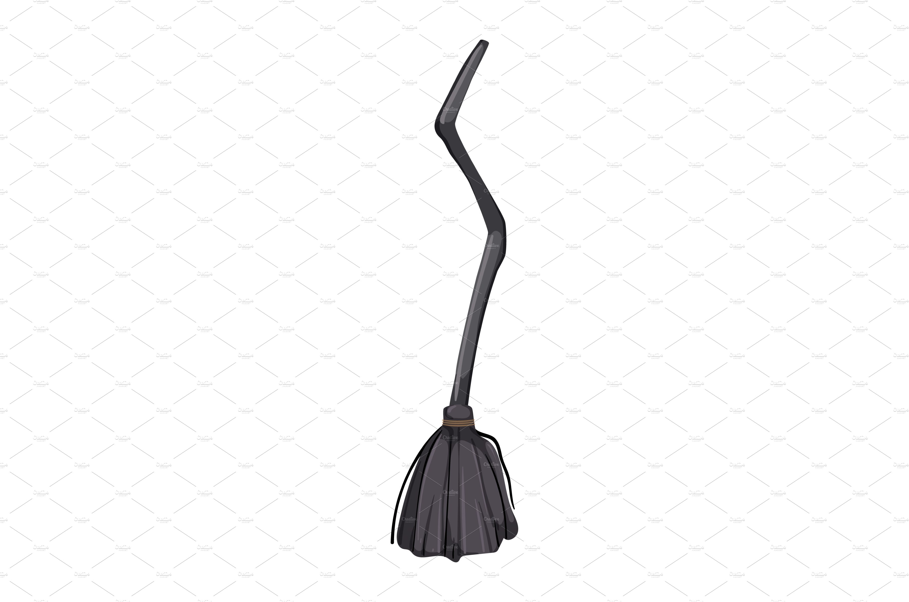 magic witch broom cartoon vector cover image.