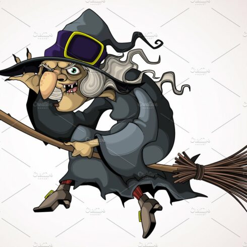 Witch flying on a broom cover image.