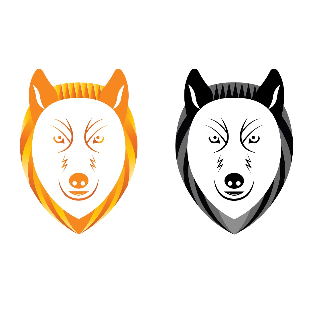 WOLF FACE LOGO DESIGN TEMPLATE preview image.