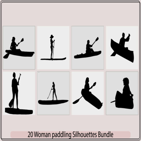 Stand Up paddle silhouette a woman is standing on a boat, Standup paddleboarding,Canoe paddle Silhouette,Woman posing with surfboard and paddle,Man and woman standing on the paddleboards cover image.