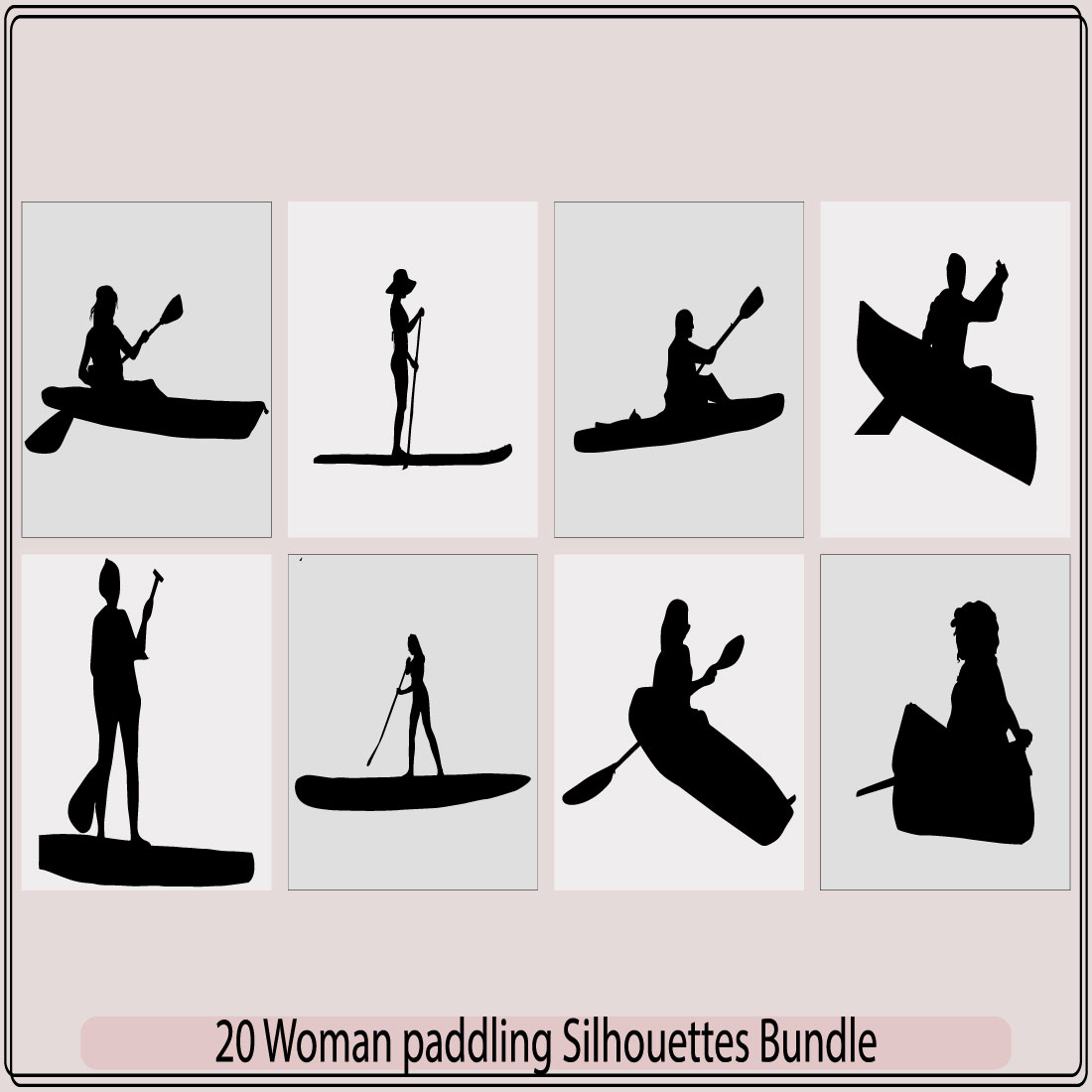 Stand Up paddle silhouette a woman is standing on a boat, Standup paddleboarding,Canoe paddle Silhouette,Woman posing with surfboard and paddle,Man and woman standing on the paddleboards preview image.