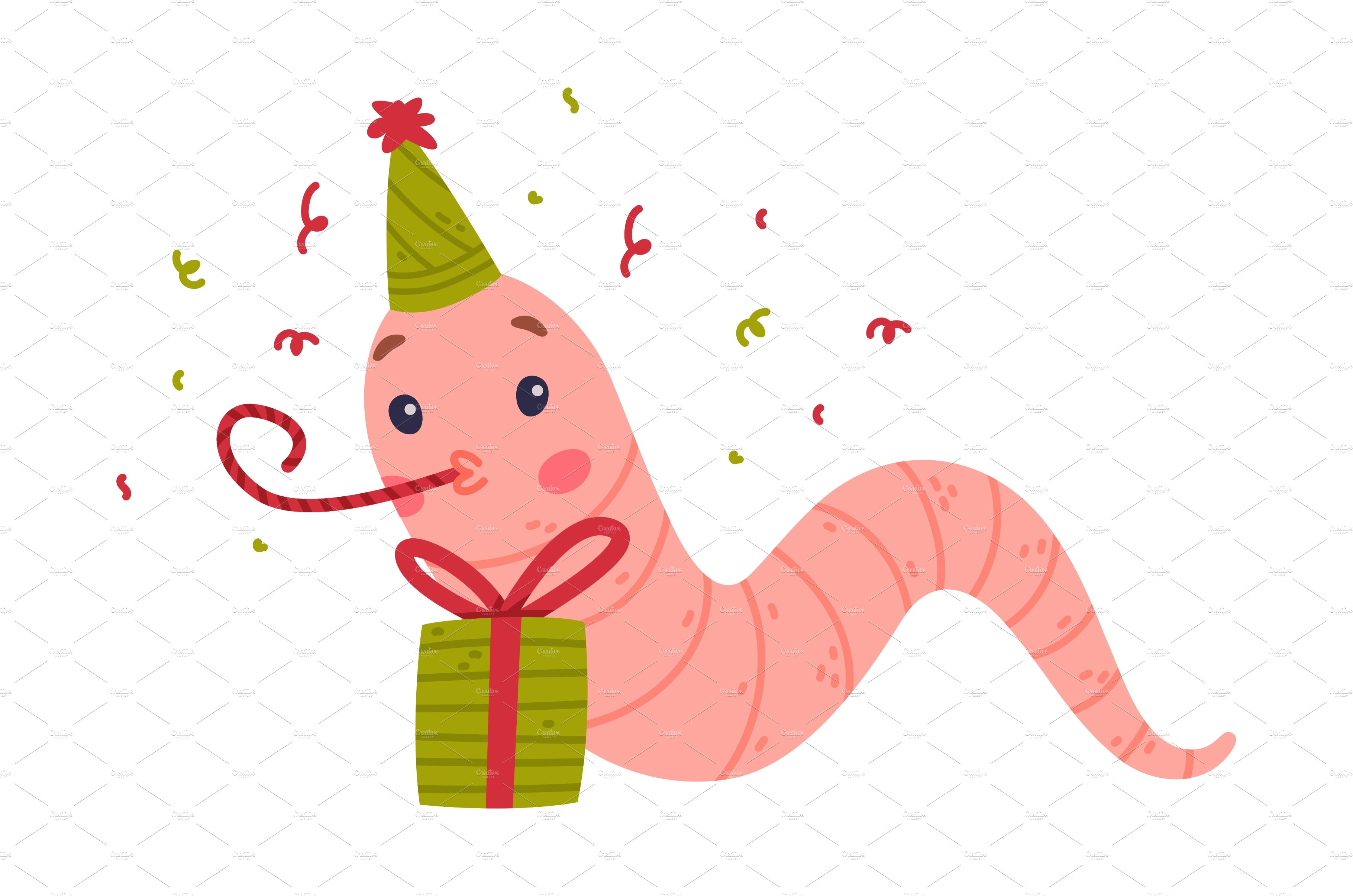 Funny Pink Worm Character in cover image.