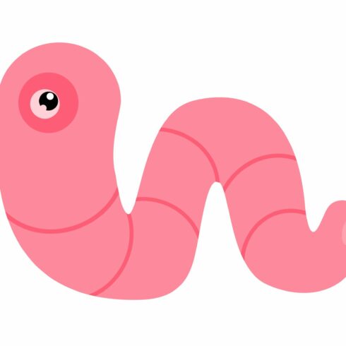 Worm icon. Smiling cartoon earthworm cover image.