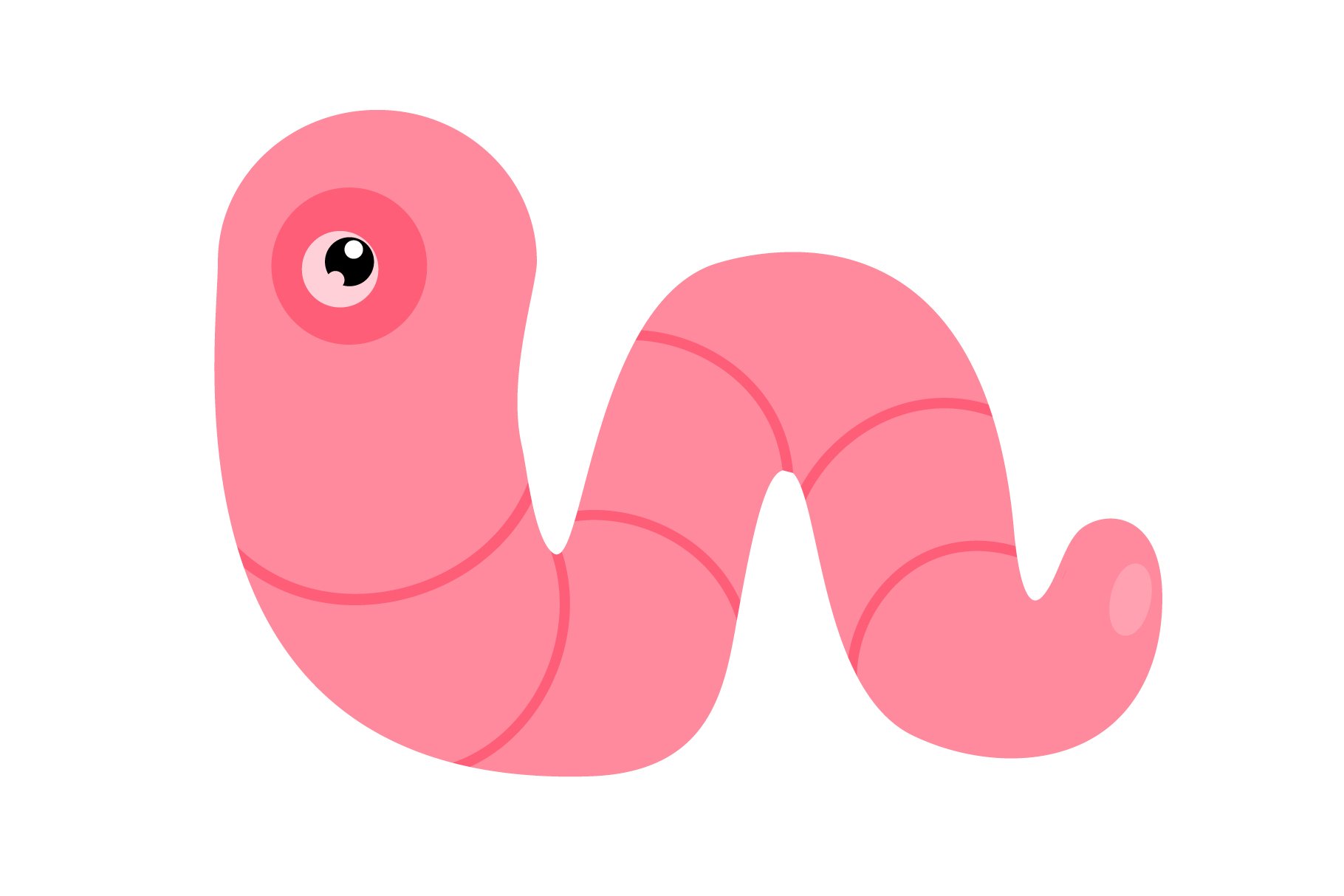 Worm icon. Smiling cartoon earthworm cover image.