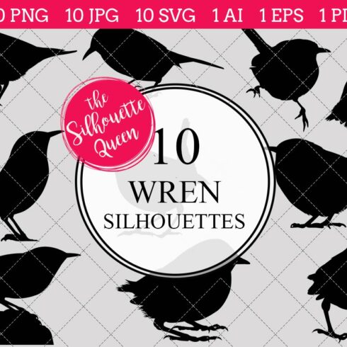 Wren silhouette vector graphics cover image.