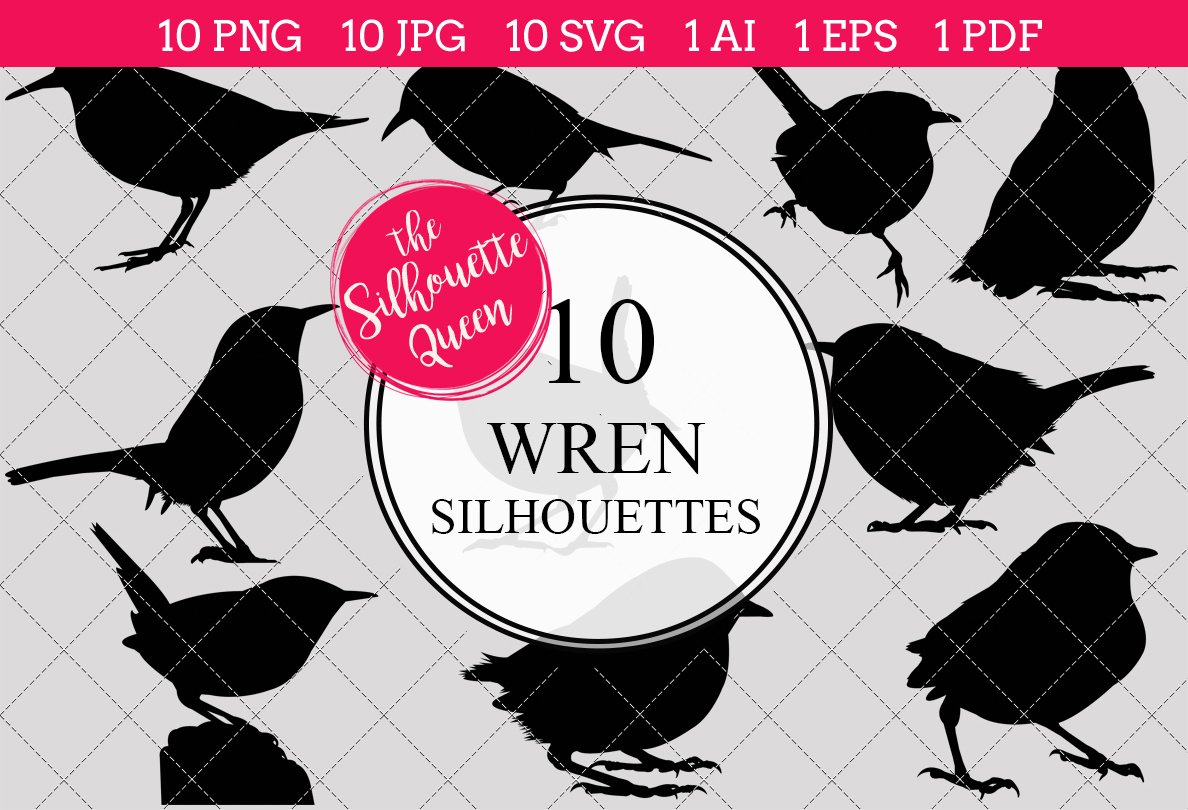 Wren silhouette vector graphics cover image.