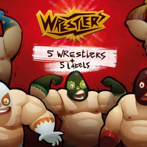 Wrestlers, vector cover image.