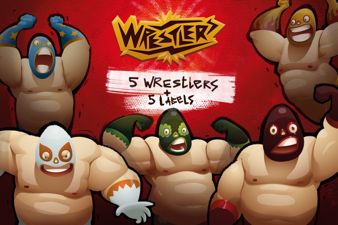Wrestlers, vector cover image.