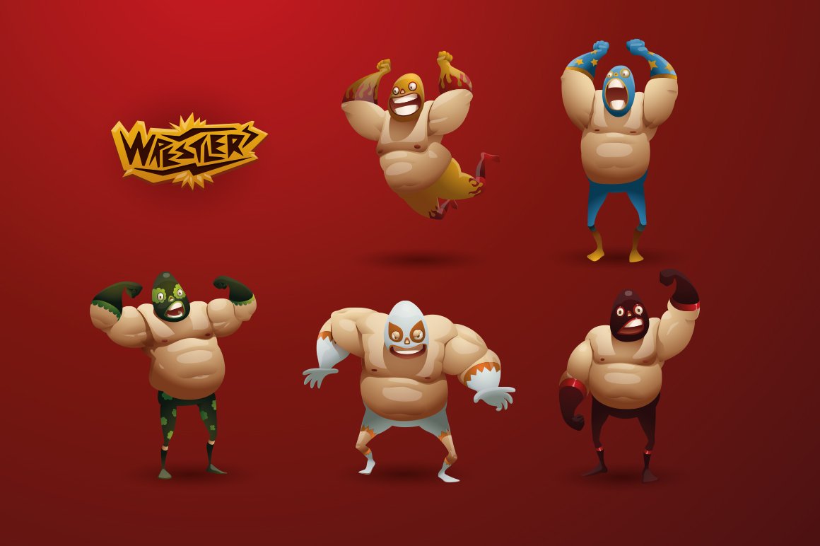 Wrestlers, vector preview image.