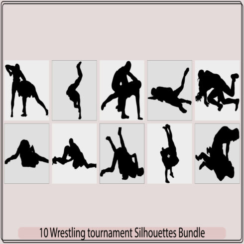 Sparring of two male athletes in wrestling,silhouette of male wrestler,fighters vector silhouette, cover image.