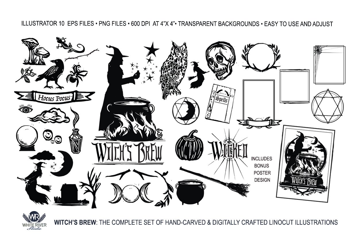 Witch's Brew Linocuts preview image.
