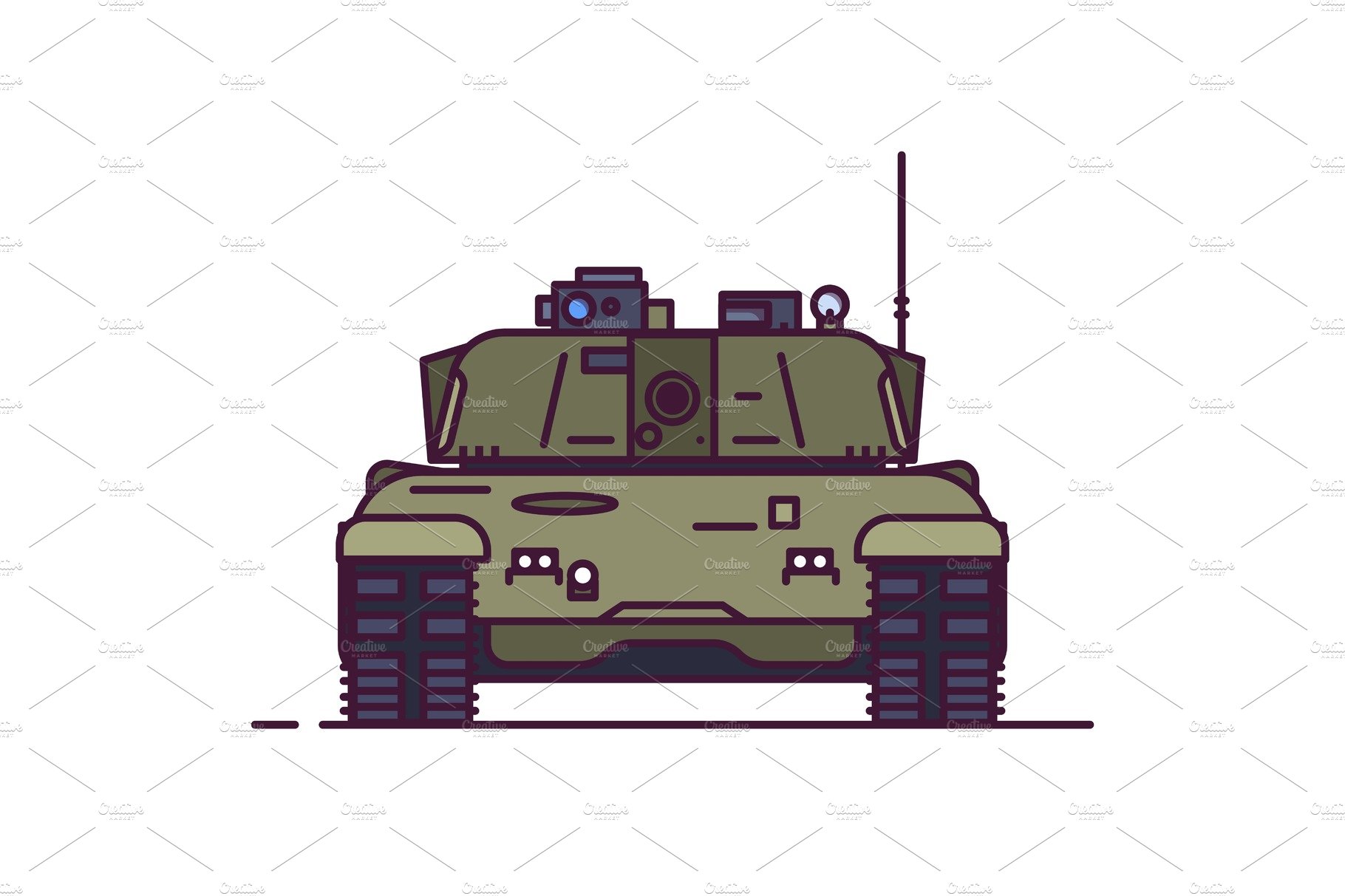 Front view of main battle tank Royalty Free Vector Image