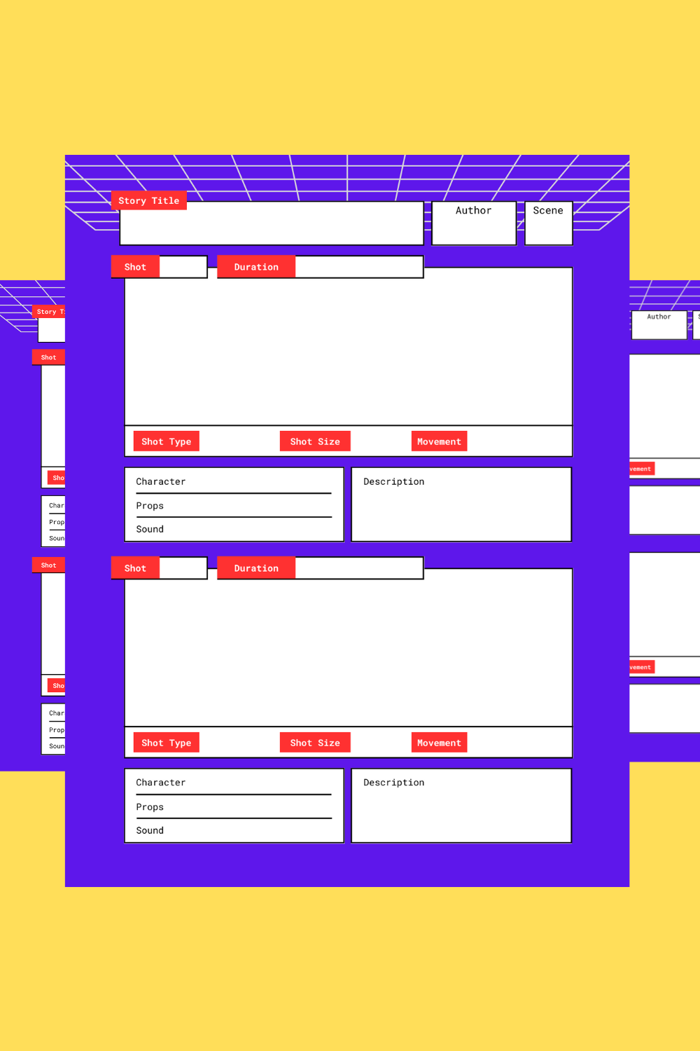 storyboard planner template pinterest preview image.