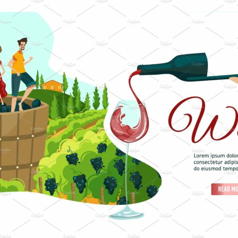 Wine making web banner vector cover image.