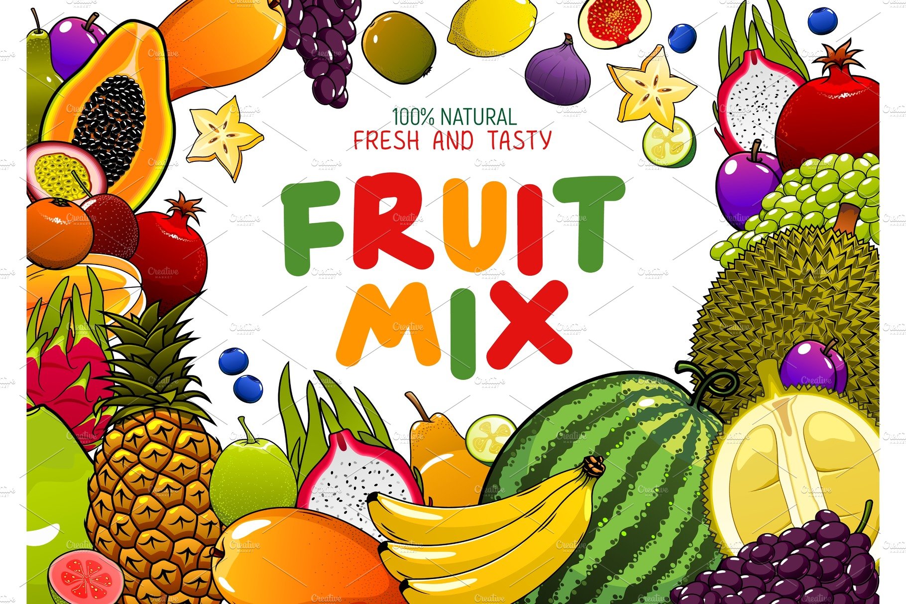Exotic fruits, tropical mix cover image.