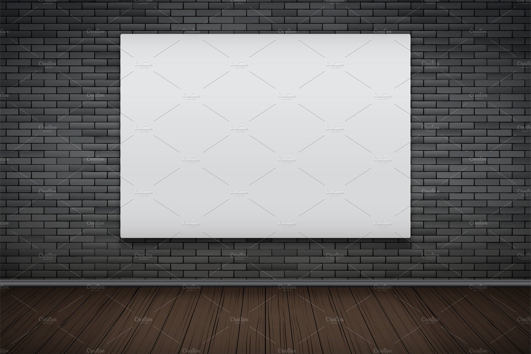 Empty mockup billboard on brick wall cover image.