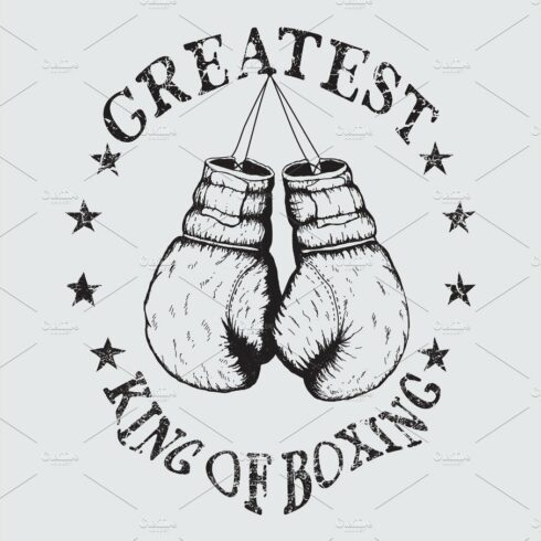 Vector old sports label with boxing gloves cover image.