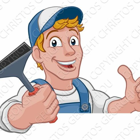 Cartoon Window Cleaning Squeegee Car cover image.