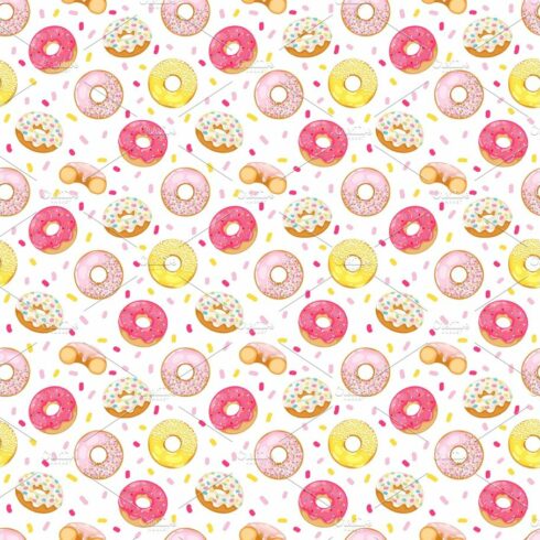 Donuts vector seamless pattern cover image.