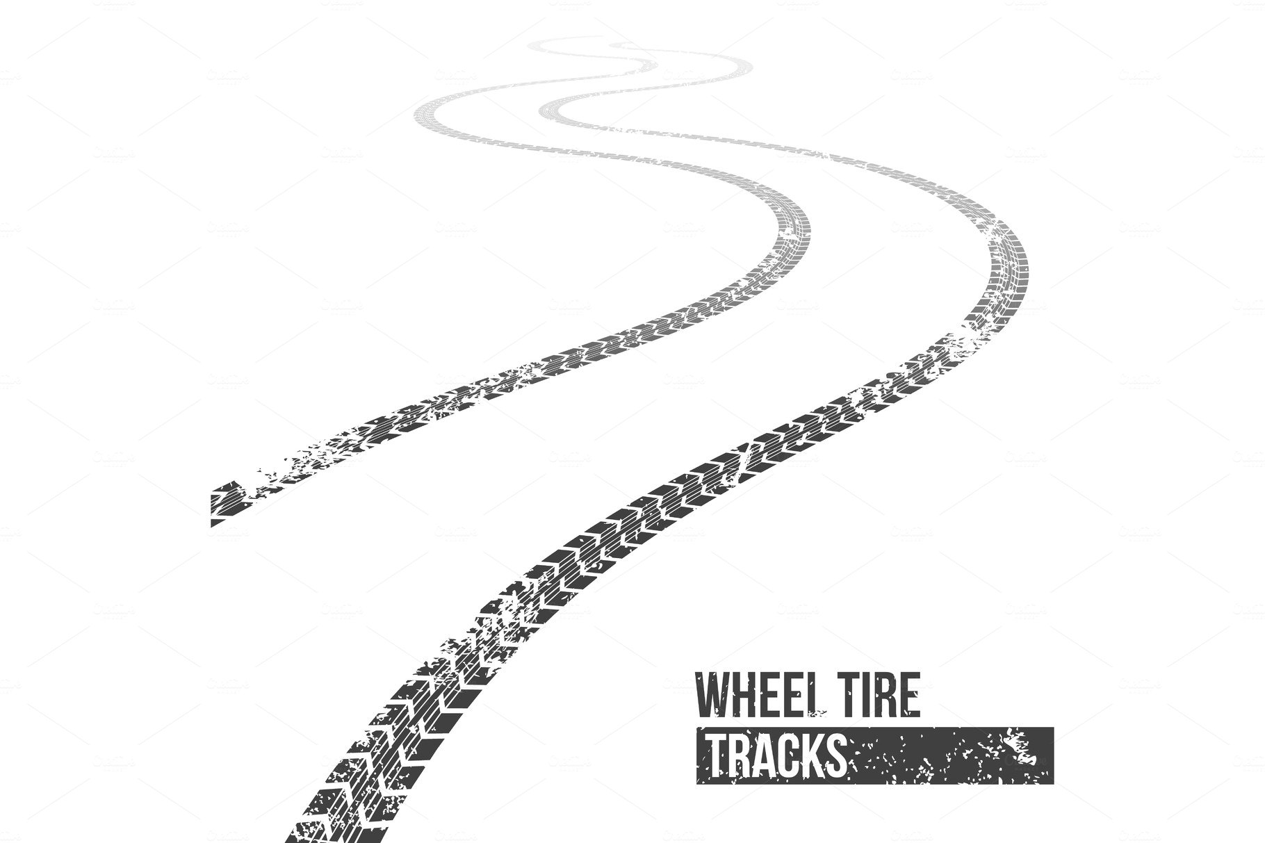 Wheel tire tracks. Winding trace. cover image.