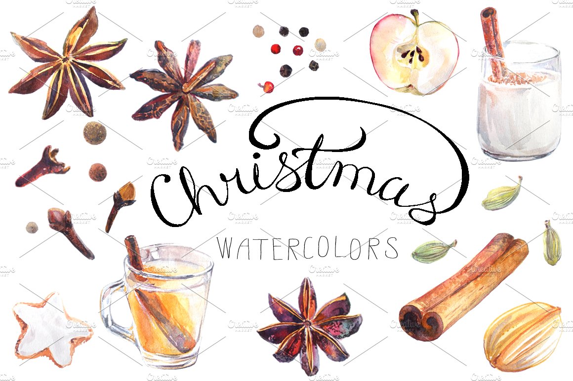 Watercolor Christmas collection cover image.