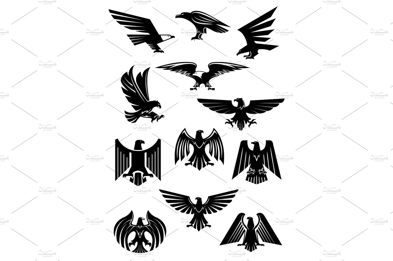 Eagle or falcon, aquila or hawk heraldic badge cover image.