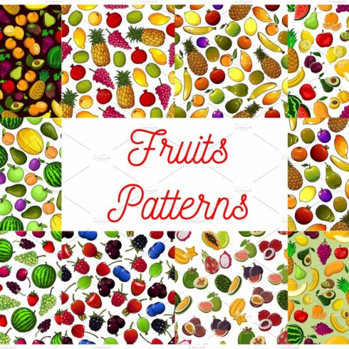 Fresh fruit and berry seamless pattern background cover image.