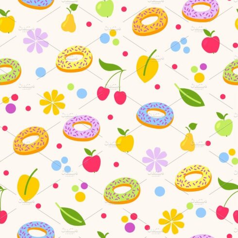 Donuts tasty coockie seeamless pattern vector background cover image.