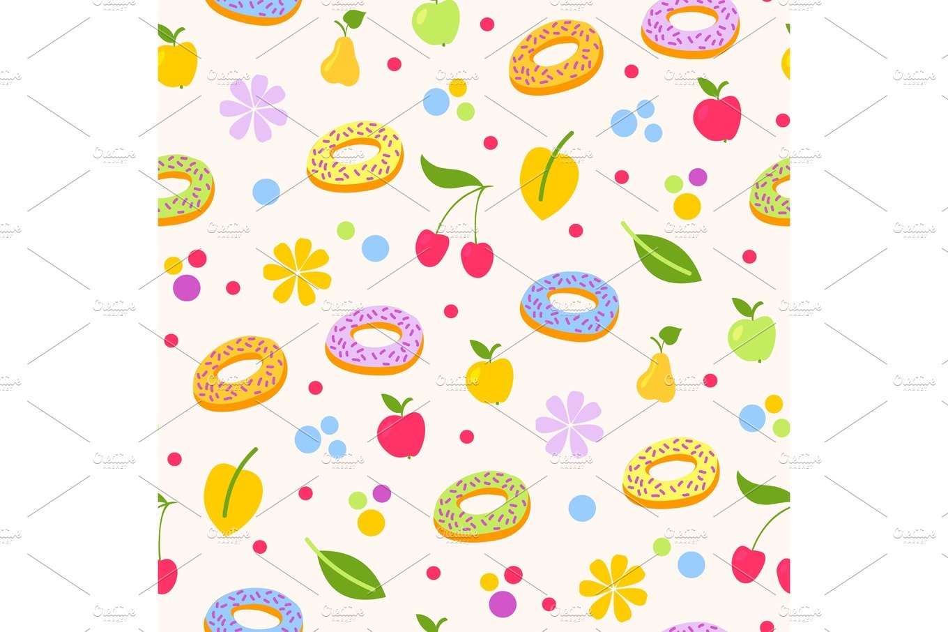Donuts tasty coockie seeamless pattern vector background cover image.