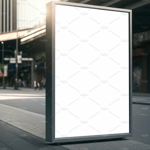 Blank mock up of vertical street poster billboard, in the center cover image.