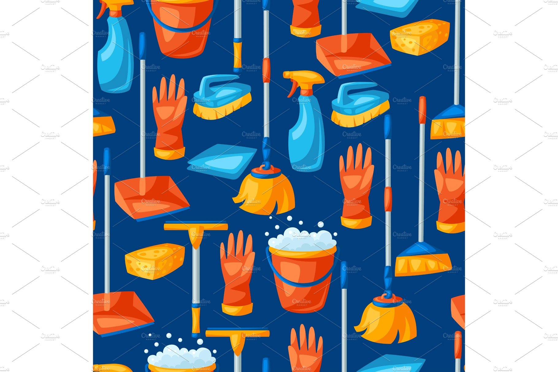 Housekeeping seamless pattern with cover image.